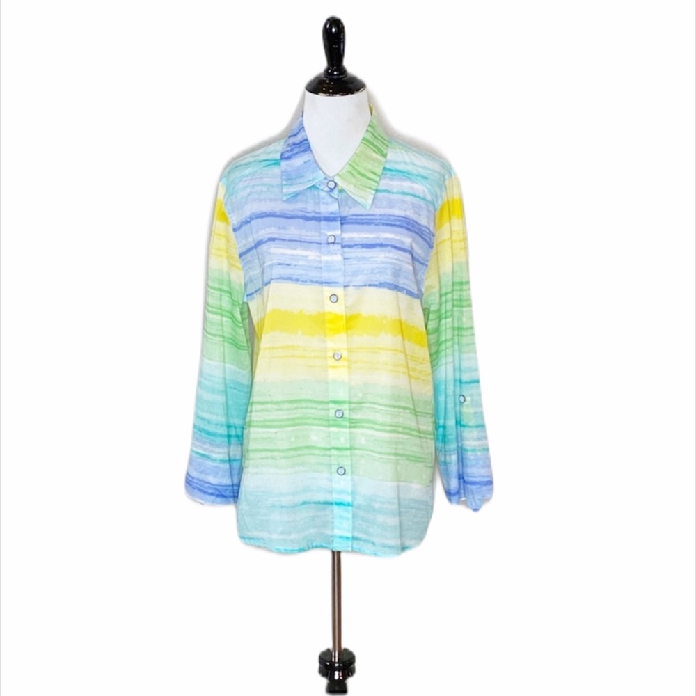 Hearts of Palm lightweight Watercolor Cotton shirt  Size 10